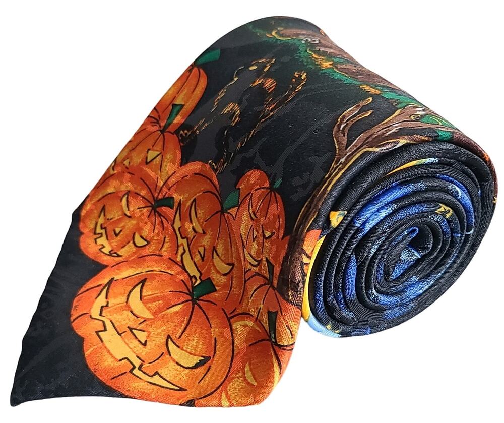 Andaloro Halloween Novelty Scenic Print Necktie Polyester 56x4